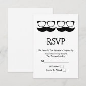 ミスター・アンド・ミスター・ムスタヒーとグラスウェディングRSVP 出欠カード (正面/裏面)