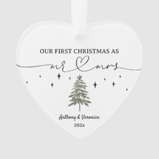 ミスター・アンド・ミセスとして初めてのクリスマスを新たに加えた オーナメント