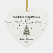 ミスター・アンド・ミセスとして初めてのクリスマスを新たに加えた セラミックオーナメント (正面)