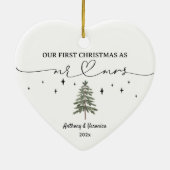 ミスター・アンド・ミセスとして初めてのクリスマスを新たに加えた セラミックオーナメント (裏面)