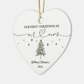 ミスター・アンド・ミセスとして初めてのクリスマスを新たに加えた セラミックオーナメント (左)