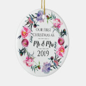 ミスター・アンド・ミセスのピンクラベンダー初めてのクリスマス セラミックオーナメント (右)