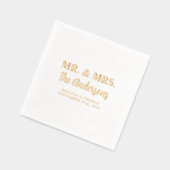 ミスター・アンド・ミセスカスタム金ゴールドエレガモダンントウェディング 箔ナプキン (左)