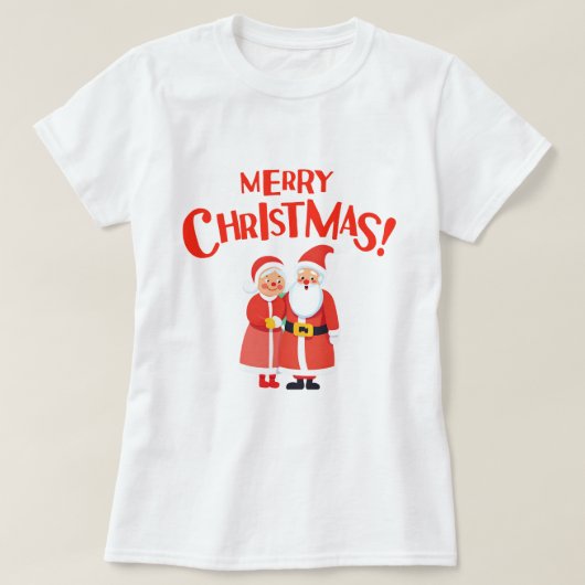 ミスター・アンド・ミセスクロースよくはしゃぐ・メリー・クリスマスTシャツ Tシャツ (デザイン正面)