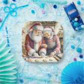 ミスター・アンド・ミセスクロースベーキングクッキーカスタムクリスマス ペーパープレート (パーティー)