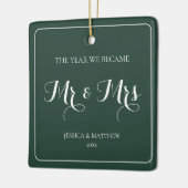 ミスター・アンド・ミセスシンプルズ・ミニマリストのグリーン新婚カップル セラミックオーナメント (左)