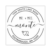 ミスター・アンド・ミセスハート5カスタムラウンド差出人住所 ラバースタンプ (インプリント)