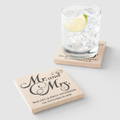 ミスター・アンド・ミセスパーソナライズされた・結婚ズ・ギフト、大理石 ストーンコースター (横)