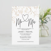 ミスター・アンド・ミセス婚約モダン金ゴールド 招待状 (スタンド正面)