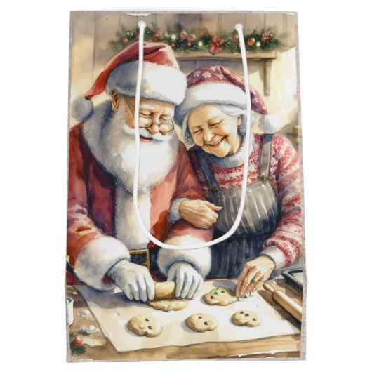 ミスター・アンド・ミセス条項かわいいクリスマス ミディアムペーパーバッグ (裏面)