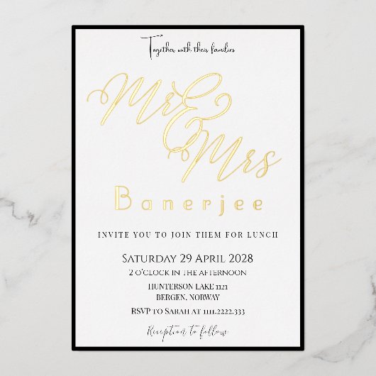 ミスター・アンド・ミセス王室のズ結婚・フォイル招待状 箔招待状 (正面)