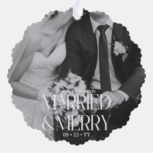 ミスター・アンド・ミセス結婚した・アンド・メリー初めてのクリスマス オーナメントカード (裏面)