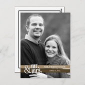 ミスター・アンド・ミセス結婚ズ・サンキューカード – ブラウン ポストカード (正面/裏面)