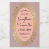 ミスター・アンド・ミセス金ゴールドリースカップルのシャワーバラ ワインラベル (シングルラベル)