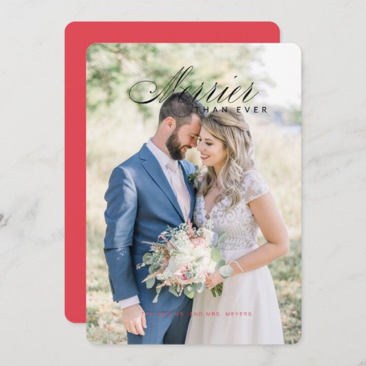 ミスター・アンド・ミセス・たった今結婚しました初めてのクリスマス 招待状 (正面/裏面)