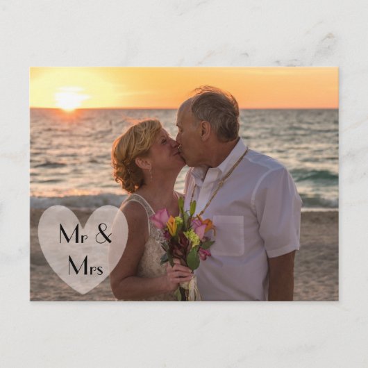 「ミスター・アンド・ミセス」の結婚または駆け落ち告知 案内ポストカード (正面)