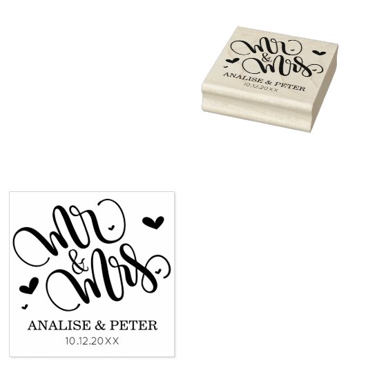 ミスター・アンド・ミセス – ウェディングパーソナライズされたスタンプ ラバースタンプ (押印)