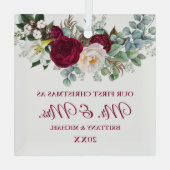 ミスター・アンド・ミセス・ウォーター・カラー・バーガンディ・フローラ・グリーン ガラスオーナメント (裏面)