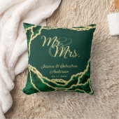 ミスター・アンド・ミセス・エメラルド・グリーン大理石の新婚結婚女 クッション (ブランケット)