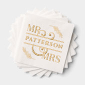 ミスター・アンド・ミセス・エレガントフローラ結婚ズ 箔ナプキン (インサイチュ (積み重ね))