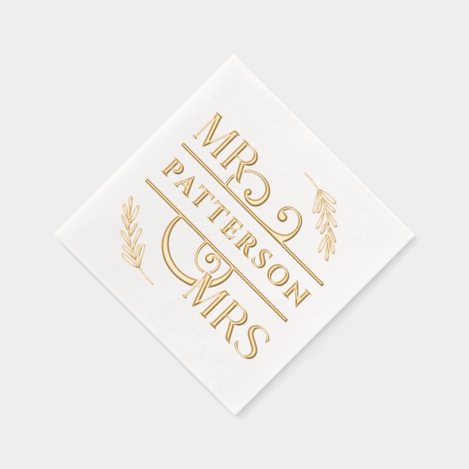 ミスター・アンド・ミセス・エレガントフローラ結婚ズ 箔ナプキン (右)
