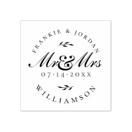 ミスター・アンド・ミセス |エレガント書道の結婚スクリプトの日付 ラバースタンプ