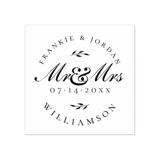 ミスター・アンド・ミセス |エレガント書道の結婚スクリプトの日付 ラバースタンプ
