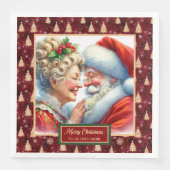 ミスター・アンド・ミセス・クロース・クリスマスナプキンズ・レッド・金ゴールド (正面)