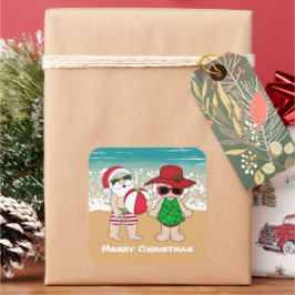 ミスター・アンド・ミセス・クロース・クリスマス・ホリデー・ビーチ スクエアシール