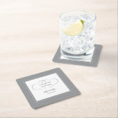 ミスター・アンド・ミセス・グレーエレガントハートズ結婚・シック スクエアペーパーコースター (インサイチュ)