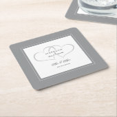 ミスター・アンド・ミセス・グレーエレガントハートズ結婚・シック スクエアペーパーコースター (アングル)