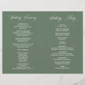 ミスター・アンド・ミセス、セージ・グリーン、折り畳み可能結婚式 プログラム (裏面)
