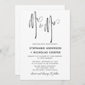 ミスター・アンド・ミセス タイポグラフィ スクリプト ナチュラル ハンドライティングⅠ 招待状 (正面/裏面)