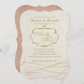 ミスター・アンド・ミセス・タイポグラフィ・フローリッシュ・スクロール・ウォーター・カラー 招待状 (正面/裏面)