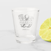 ミスター・アンド・ミセス・ダイヤモンドリングや輪結婚式の引き出物 ショットグラス (裏面)