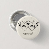 ミスター・アンド・ミセス・ニューアイボリー結婚カラーのボタン 缶バッジ (正面&裏面)