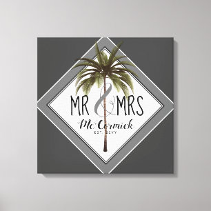 ミスター・アンド・ミセス・ニューライヴァーズビーチ結婚式 パーソナライズされた キャンバスプリント