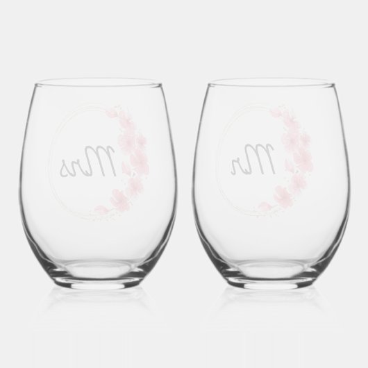ミスター・アンド・ミセス・ハンド絵を描プリント ステムなしワイングラス (裏面)