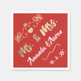 ミスター・アンド・ミセス・ハート・レッド・ルビー・シャンパイニュ金ゴールド スタンダードカクテルナプキン