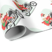 ミスター・アンド・ミセス・バイクもしくは自転車に乗る人・サンタのクリスマスラッピング紙 ラッピングペーパー (ロールコーナー)