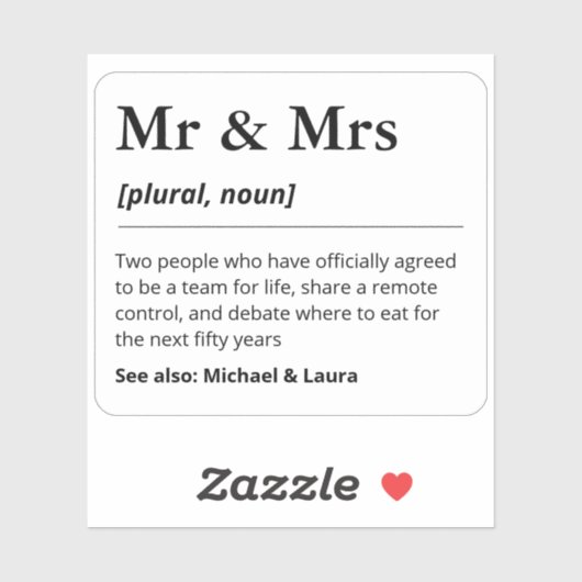 ミスター・アンド・ミセス・パーソナライズされた結婚式の引き出物・ギフモダント シール (シート)