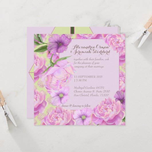 ミスター・アンド・ミセス・パーティーまたは結婚式招待状 招待状 (正面/裏面インサイチュ)