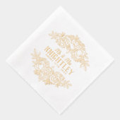 ミスター・アンド・ミセス・ビューティフル・ゴールド・フォイルバラフローラ結婚ズ 箔ナプキン (右)