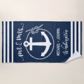 ミスター・アンド・ミセス・ビーチ・タオル結婚ズの贈り物、パーソナライズ ビーチタオル (正面)