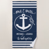 ミスター・アンド・ミセス・ビーチ・タオル結婚ズの贈り物、パーソナライズ ビーチタオル (正面)