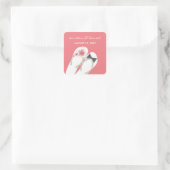 ミスター・アンド・ミセス・ピンクハイビスカスビーチサンダルビーチ結婚式 スクエアシール (バッグ)