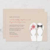 ミスター・アンド・ミセス・ピンクハイビスカスビーチサンダルビーチ結婚式 招待状 (正面/裏面)