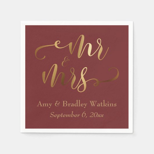 『ミスター・アンド・ミセス』ブルゴーニュの金ゴールド書 スタンダードカクテルナプキン (正面)