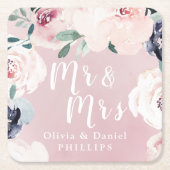 ミスター・アンド・ミセス・ブルーミング植物学赤面フローラ スクエアペーパーコースター (正面)