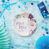 ミスター・アンド・ミセス・ブルーミング植物紫色のフローラ結婚ズ ペーパープレート (パーティー)